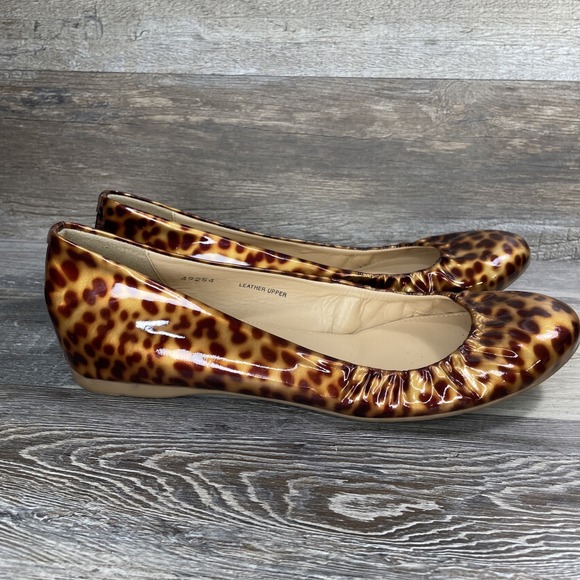 J. Crew sz 7 Tortoise Cece Patent Leather Ballet Flats Leopard Italy 49254 Sz 7 - Picture 3 of 11
